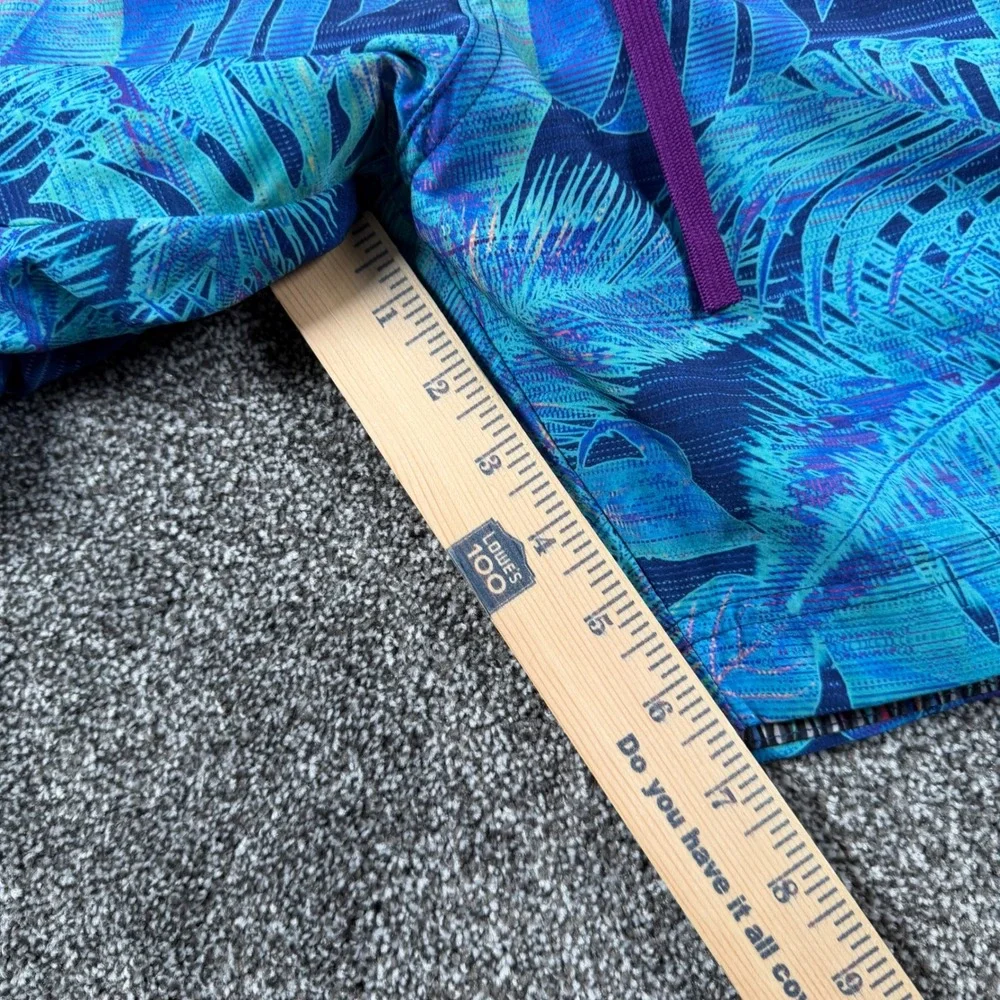 Robert Graham Swim Trunks XL Blue Tropical Leaf Print Classic Fit Board Shorts